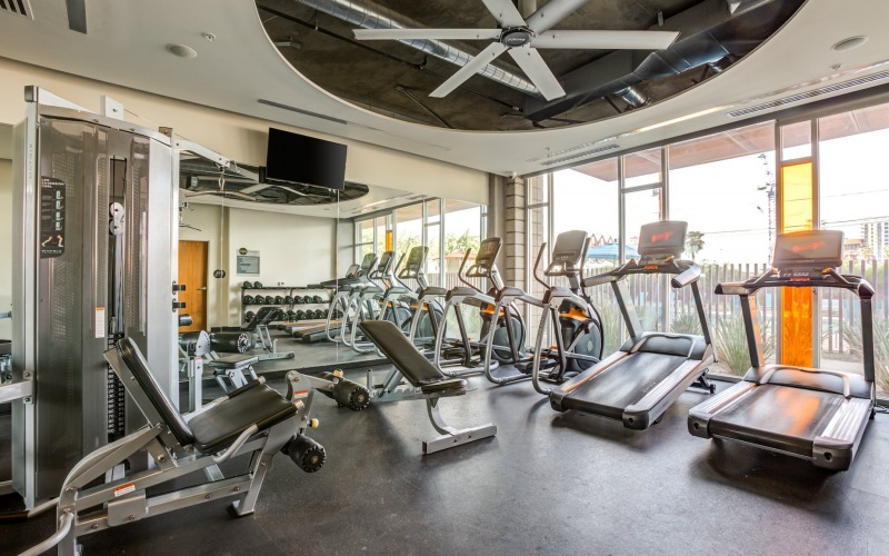fitness center with cardio and weights